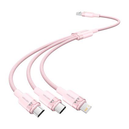 Kabel USB 2.0 A na 3v1 3A Vention CTPPG 1,5M (růžový)