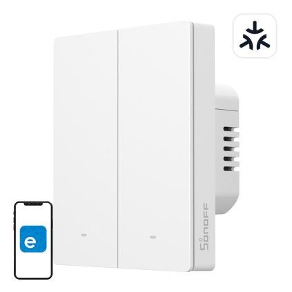SONOFF M5-2C-80W Inteligentní nástěnný vypínač Matter (2-kanálový, pro rámeček)