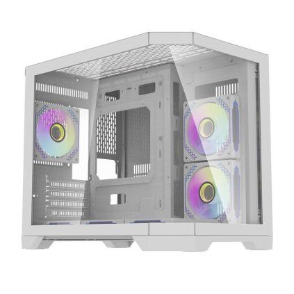Počítačová skříň Darflash FT418 + 6 ventilátorů aRGB (bílá)  DarkFlash