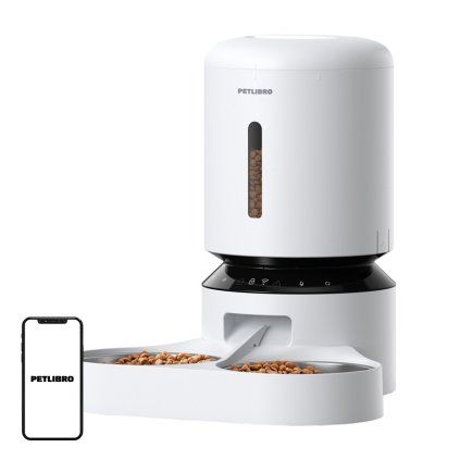 Dávkovač krmiva Petlibro Granary s dvojitou miskou, Wifi, 5 l (bílý)  Petlibro