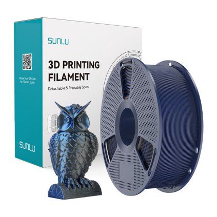 Dvoubarevná filamentová nit Sunlu PLA+ Silk (černá a modrá)  Sunlu