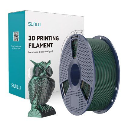 Dvoubarevná filamentová nit Sunlu PLA+ Silk (černá a zelená)  Sunlu