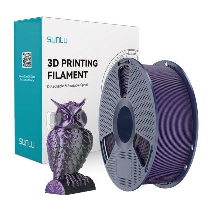 Dvoubarevná filamentová nit Sunlu PLA+ Silk (černá a fialová)  Sunlu