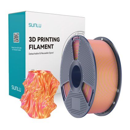 Dvoubarevná filamentová nit Sunlu PLA+ Silk (růžová a zlatá)  Sunlu
