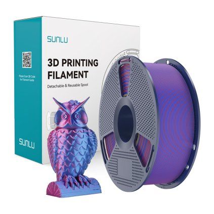 Dvoubarevná filamentová nit Sunlu PLA+ Silk (červená a modrá)  Sunlu