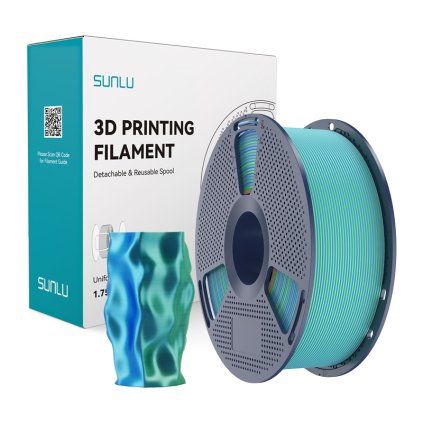 Dvoubarevná filamentová nit Sunlu PLA+ Silk (modrozelená)  Sunlu