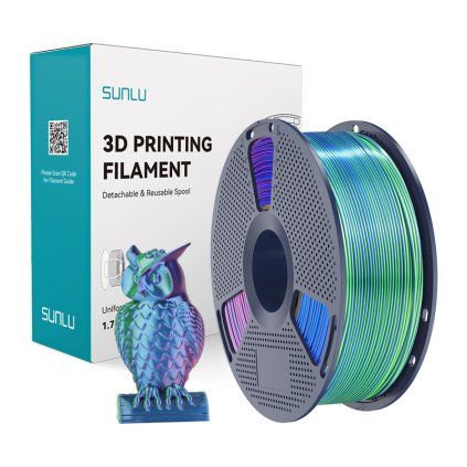 Tříbarevné vlákno Sunlu PLA+ Silk (modrá-zelená-fialová)  Sunlu