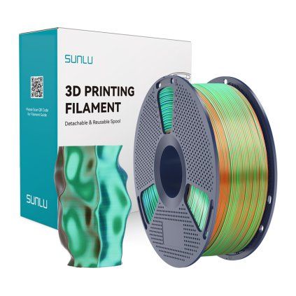 Tříbarevná vlákna Sunlu PLA+ Silk (oranžová, modrá a zelená)  Sunlu
