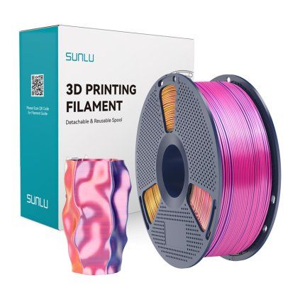 Tříbarevné vlákno Sunlu PLA+ Silk (červená, žlutá a modrá)  Sunlu