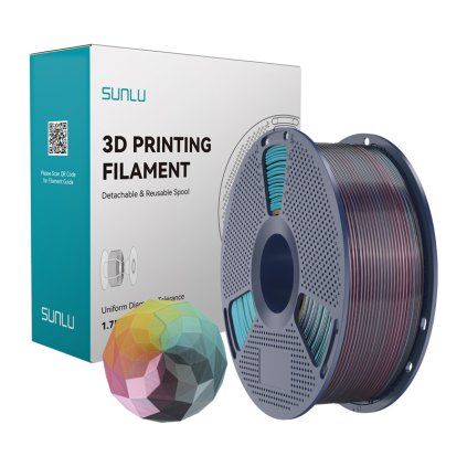 Filament Sunlu PLA+ Silk čtyřbarevný (červená-žlutá-zelená-černá)  Sunlu