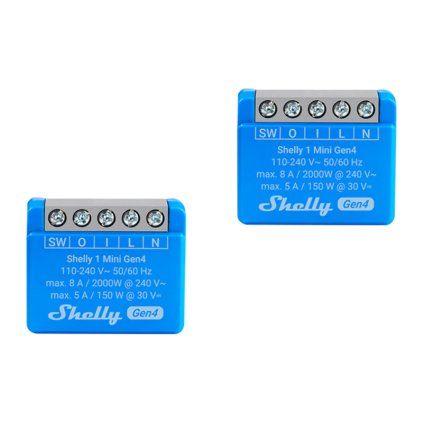 Sada 2 kusů miniaturních ovladačů Shelly 1 Gen4 s podporou Zigbee/Matter  Shelly