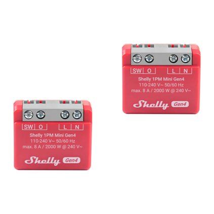 Sada 2 kusů miniaturních ovladačů Shelly 1PM Gen4 s podporou Zigbee/Matter  Shelly