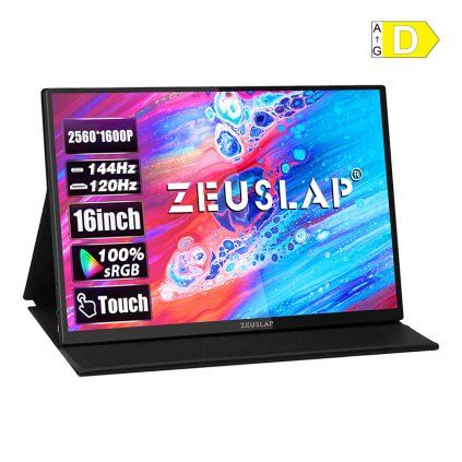 Přenosný monitor ZEUSLAP P16KT s 16palcovým dotykovým displejem o frekvenci 144 Hz  Zeuslap