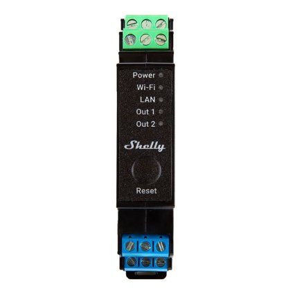Shelly Pro 2PM DIN Rail 2-channel Relay, WiFi/LAN (Power measurement)  Shelly