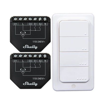 Sada 2 WiFi ovladačů žaluzií/záclon Shelly Shutter + BLU RC Button 4  Shelly