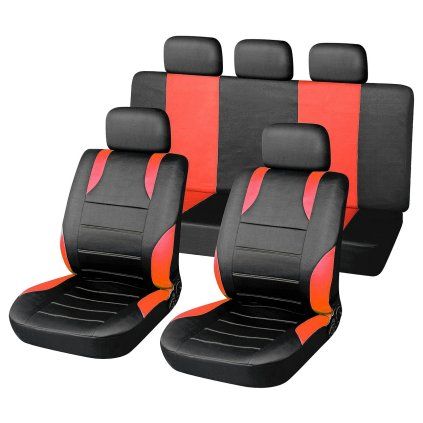 Potahy sedadel sada 9ks SPORT červené AIRBAG  Compass