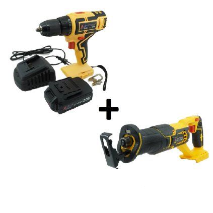 Aku vrtačka 20V 2,0Ah v kufru ASIST AE2V20A-201-BMC + pila ocaska 20V ASIST AE5PO20A, řada AKU GANG!  ASIST