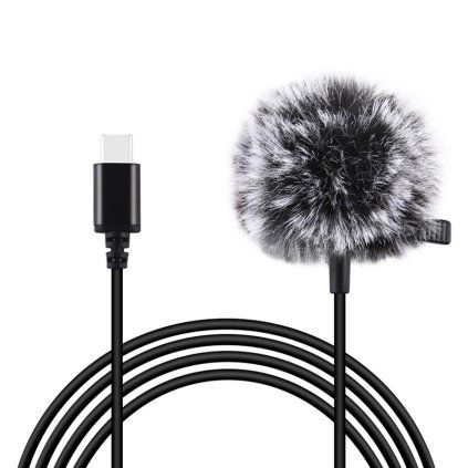 Klopový jack mikrofon s klipem 1,5m USB-C Puluz PU425