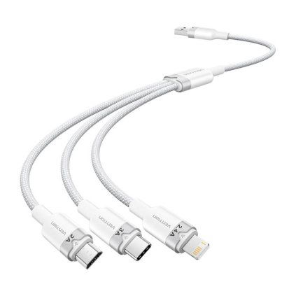 Kabel USB 2.0 A na 3v1 3A Vention CTPWG 1,5M (bílý)