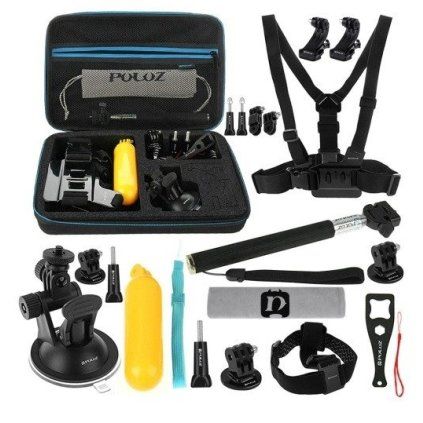Puluz 20 in 1 příslušenství Ultimate Combo Kits pro sportovní kamery (včetně Osmo Action 5 Pro) PKT11