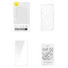 Pouzdro na telefon Baseus magnetický Crystal Clear pro iPhone 13 (průhledné) s ochranným krytem displeje z tvrzeného skla a čisticí sadou